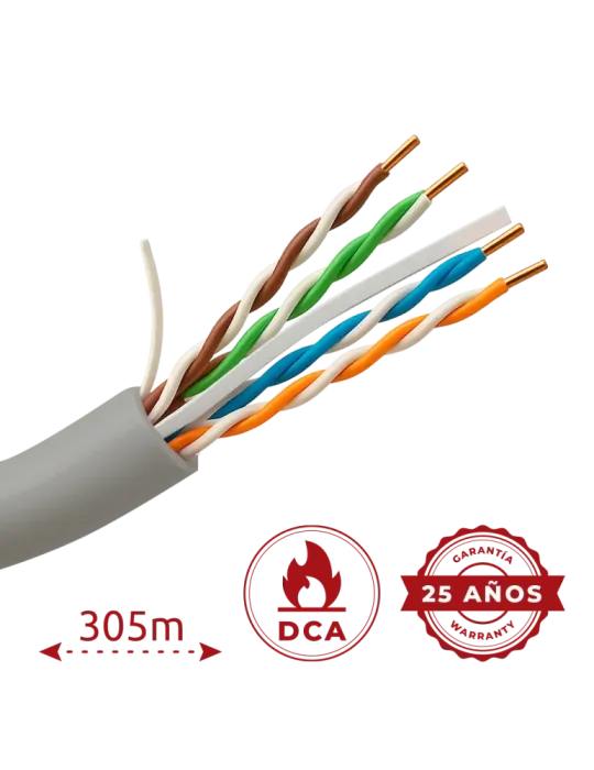 Uniview cable UTP categoría 6 - Conductor OFC,100% cobre - Diámetro 24