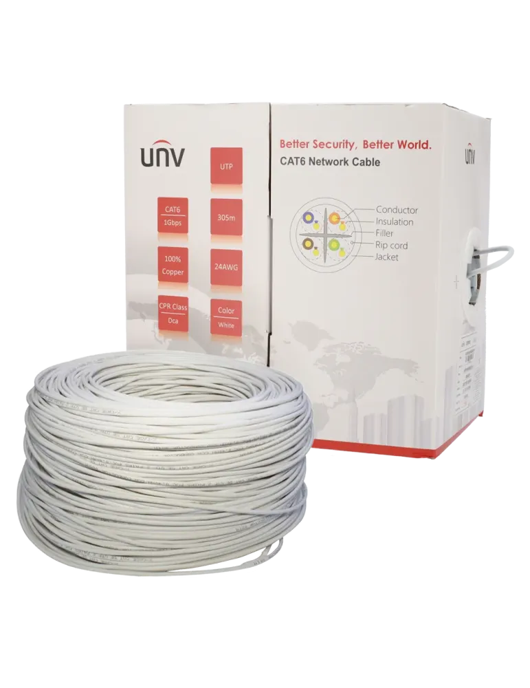 Uniview cable UTP categoría 6 - Conductor OFC,100% cobre - Diámetro 24