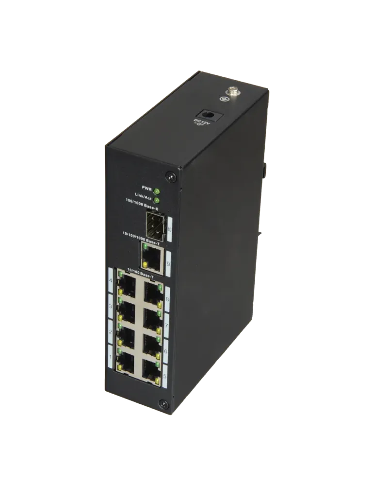 X-Security - Switch Industrial - 8 puertos RJ45 + 1 Uplink GIGA + 1 SF