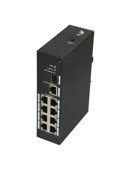 X-Security - Switch Industrial - 8 puertos RJ45 + 1 Uplink GIGA + 1 SF