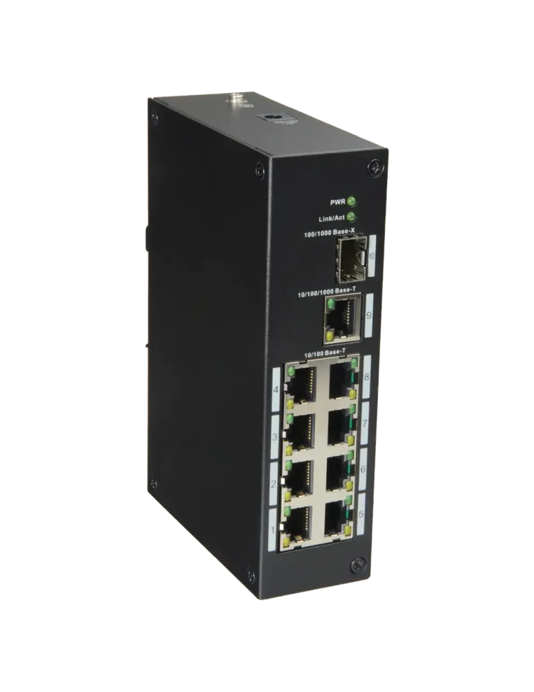 X-Security - Switch Industrial - 8 puertos RJ45 + 1 Uplink GIGA + 1 SF