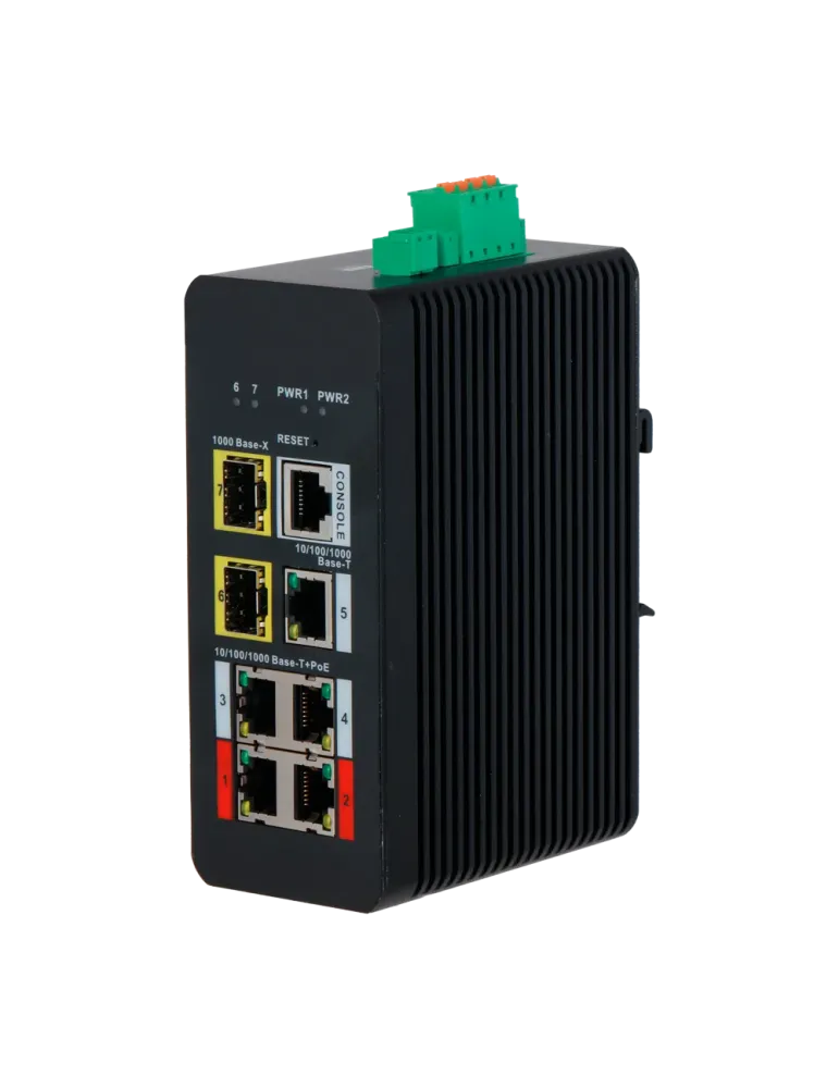 X-SECURITY Switch PoE X-Security Carril DIN - 4 puertos PoE RJ45 + 1 p