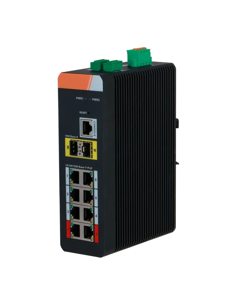 X-SECURITY Switch PoE X-Security Carril DIN - 8 puertos PoE RJ45 + 2 p