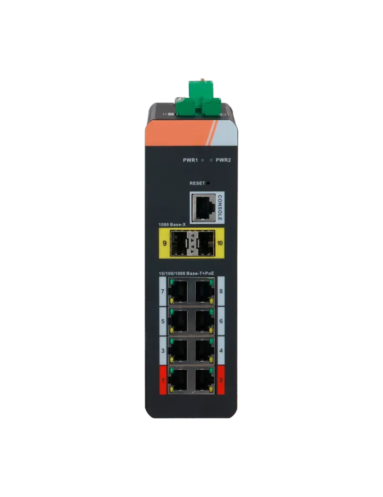 X-SECURITY Switch PoE X-Security Carril DIN - 8 puertos PoE RJ45 + 2 p