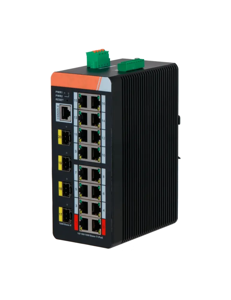 X-SECURITY Switch PoE X-Security Carril DIN - 16 puertos PoE RJ45 + 4