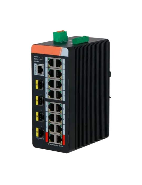 X-SECURITY Switch PoE X-Security Carril DIN - 16 puertos PoE RJ45 + 4