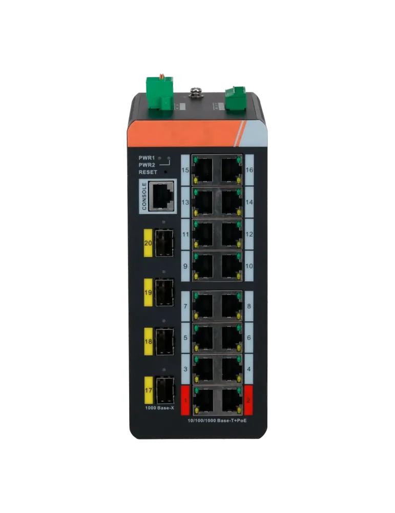 X-SECURITY Switch PoE X-Security Carril DIN - 16 puertos PoE RJ45 + 4