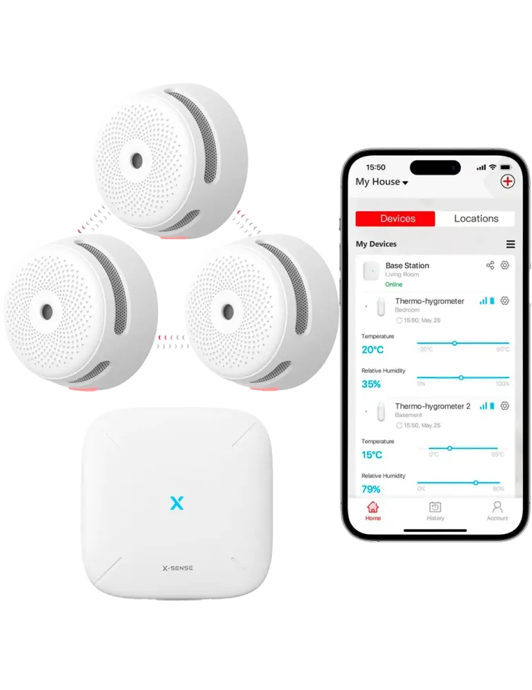 X-SENSE Mini detector de humo autónomo X-Sense - Conexión con HUB SBS5