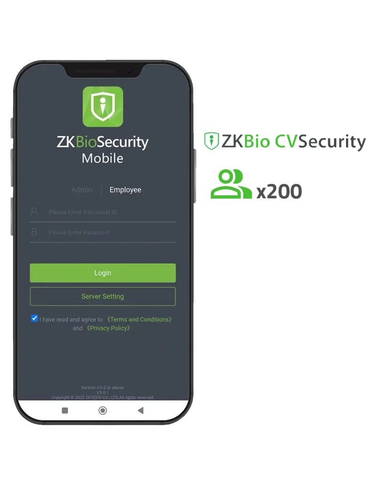 ZKTECO Licencia APP de ZKBio CVSecurity - Capacidad 200 usuarios - Ape