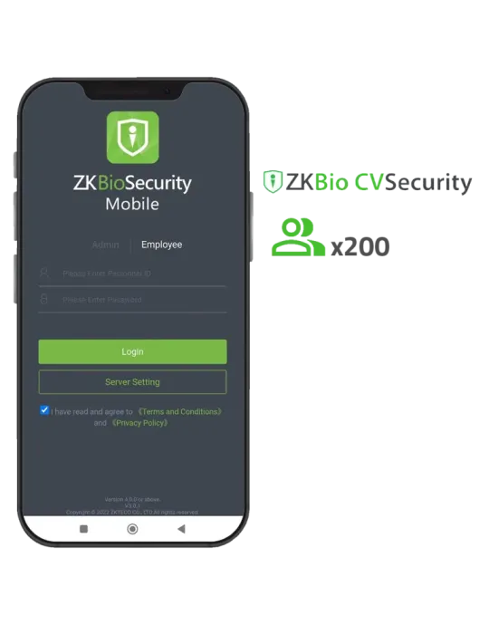 ZKTECO Licencia APP de ZKBio CVSecurity - Capacidad 200 usuarios - Ape