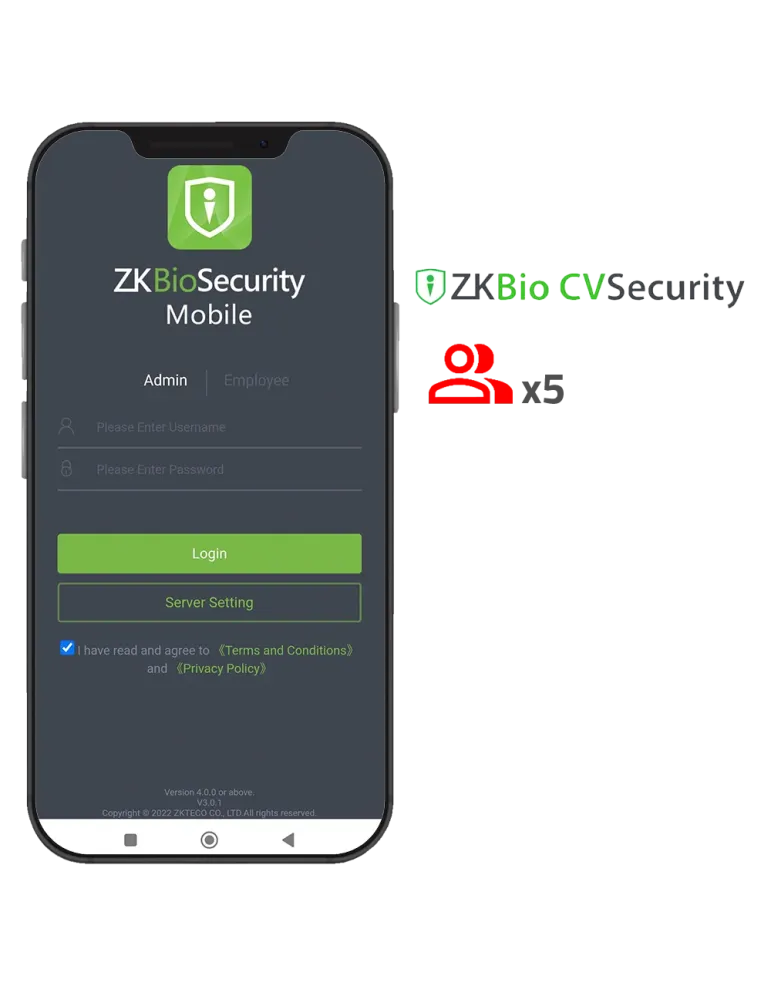 ZKTECO Licencia APP de ZKBio CVSecurity - Capacidad 5 administradores