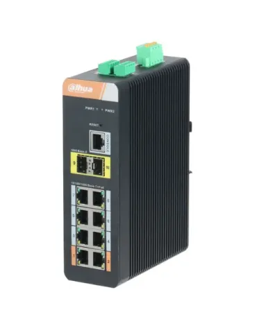 DAHUA PFS4210-8GT-DP-V2: Switch PoE Industrial Gestionable para Instalaciones Seguras