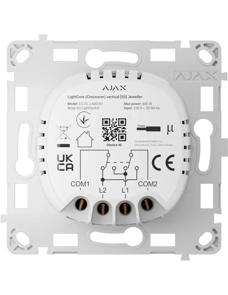 AJAX AJ-LIGHTCORE-CROSS-VERT: Relé Inteligente para Interruptor de Lu