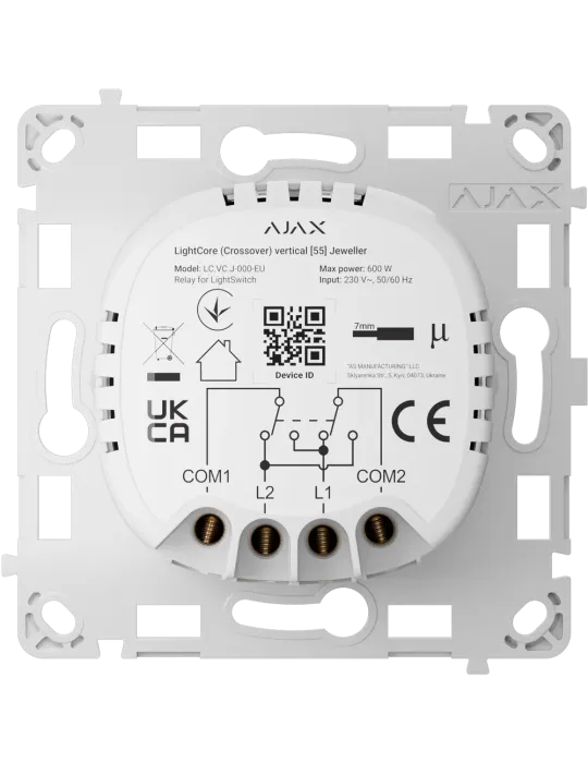 AJAX AJ-LIGHTCORE-CROSS-VERT: Relé Inteligente para Interruptor de Lu
