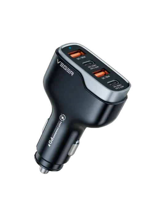 VEGER - Mechero coche - Potencia 66W - Carga rápida 30W - Salidas 2x U
