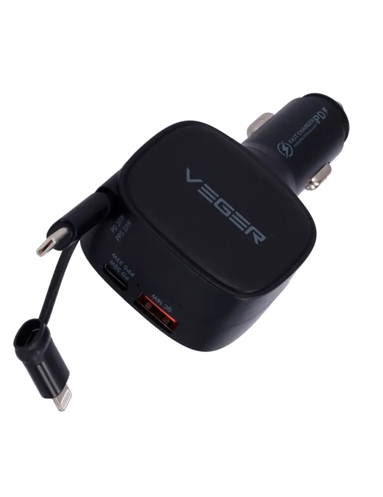 VEGER - Mechero coche - Potencia 84W - Carga rápida PD 30W, QC 18W, PP