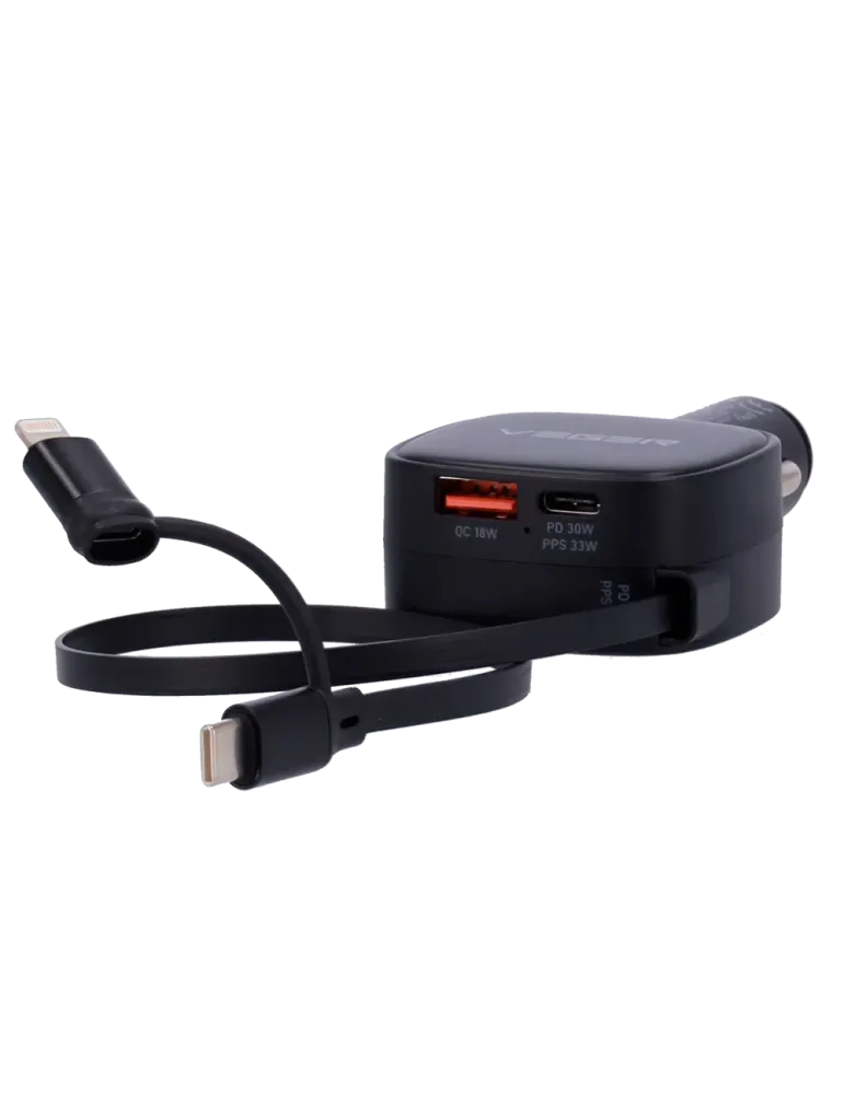 VEGER - Mechero coche - Potencia 84W - Carga rápida PD 30W, QC 18W, PP
