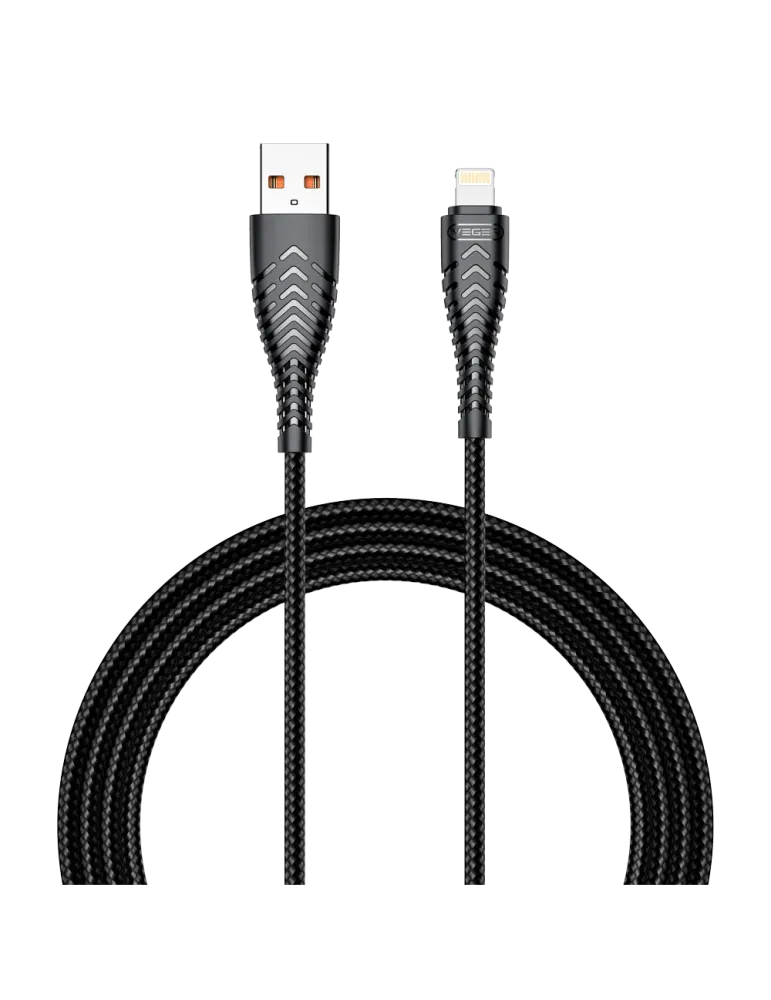 Veger - Cable USB2.0 - USB-A a Lightning - Cubierta de plástico, Nylon