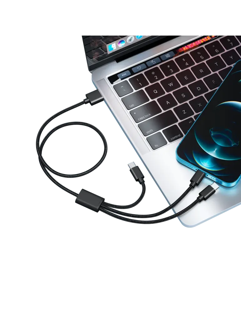 Veger - Cable USB 3 en 1 - USB-A a USB-C, Lightning y Micro-USB - Cubi