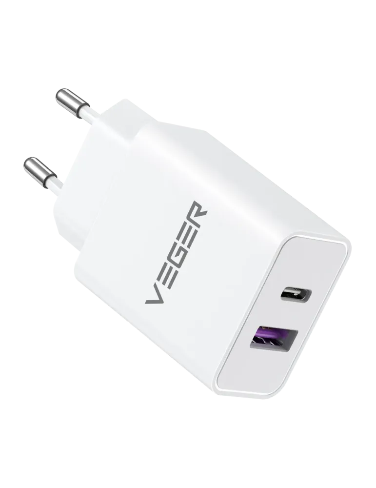 VEGER - Cargador USB - Potencia 30W - Carga rápida - Salidas USB-A, US