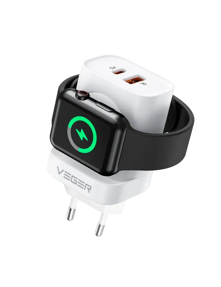 VEGER - Cargador USB e inalámbrico (para iWatch) - Potencia 25W - Carg