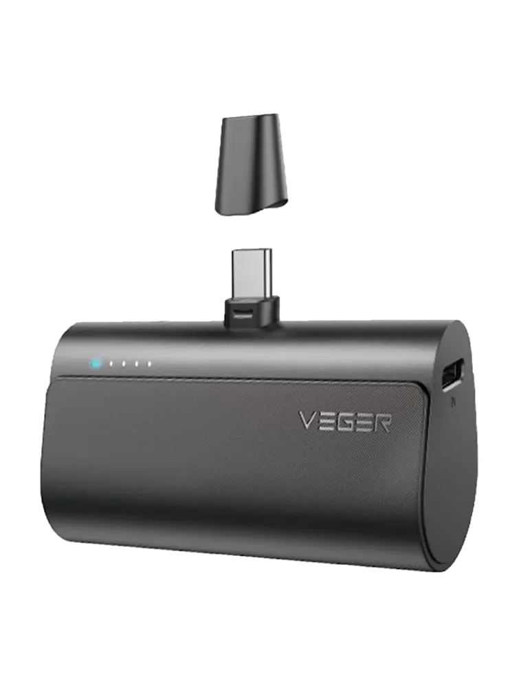 VEGER Mini Power bank con LEDs carga - Capacidad 5000mAh - Entrada USB
