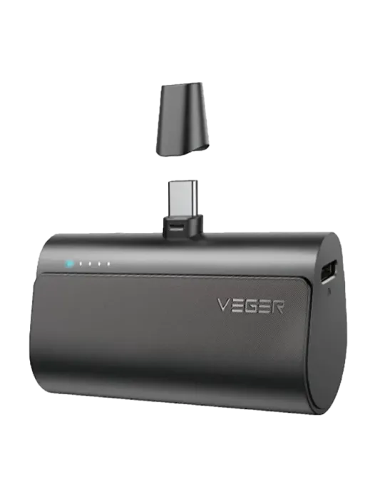 VEGER Mini Power bank con LEDs carga - Capacidad 5000mAh - Entrada USB