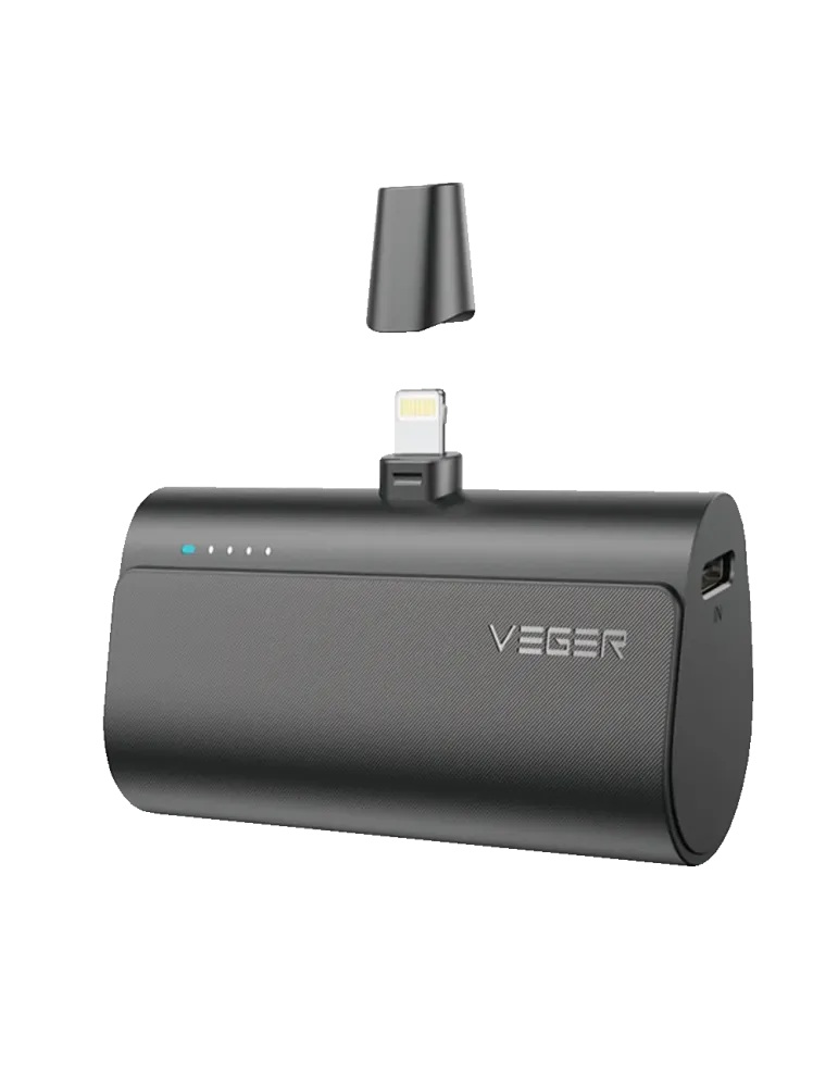 VEGER Mini Power bank con LEDs carga - Capacidad 5000mAh - Entrada USB