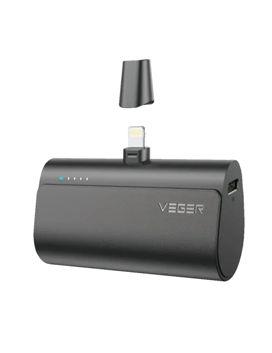 VEGER Mini Power bank con LEDs carga - Capacidad 5000mAh - Entrada USB
