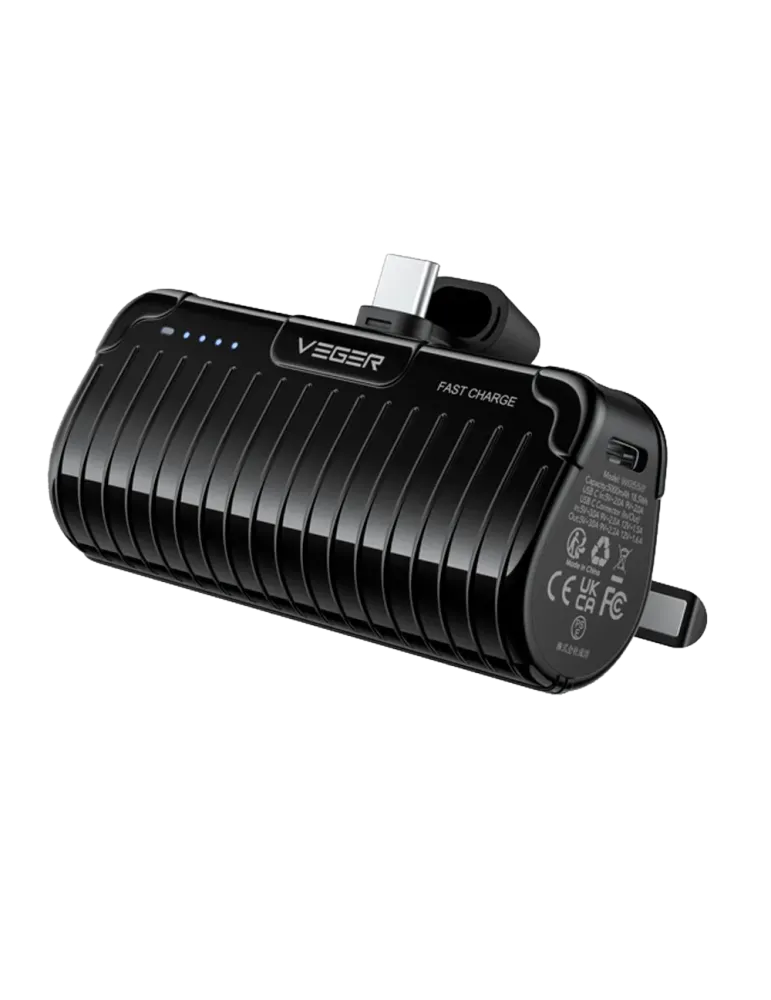 VEGER Mini Power bank con LEDs carga - Capacidad 5000mAh - Entradas US