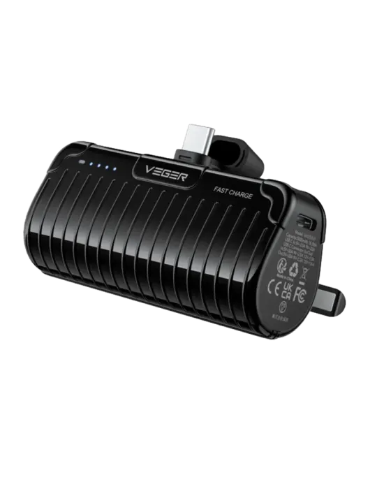 VEGER Mini Power bank con LEDs carga - Capacidad 5000mAh - Entradas US