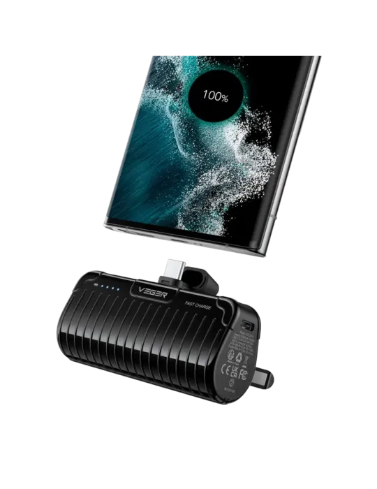 VEGER Mini Power bank con LEDs carga - Capacidad 5000mAh - Entradas US