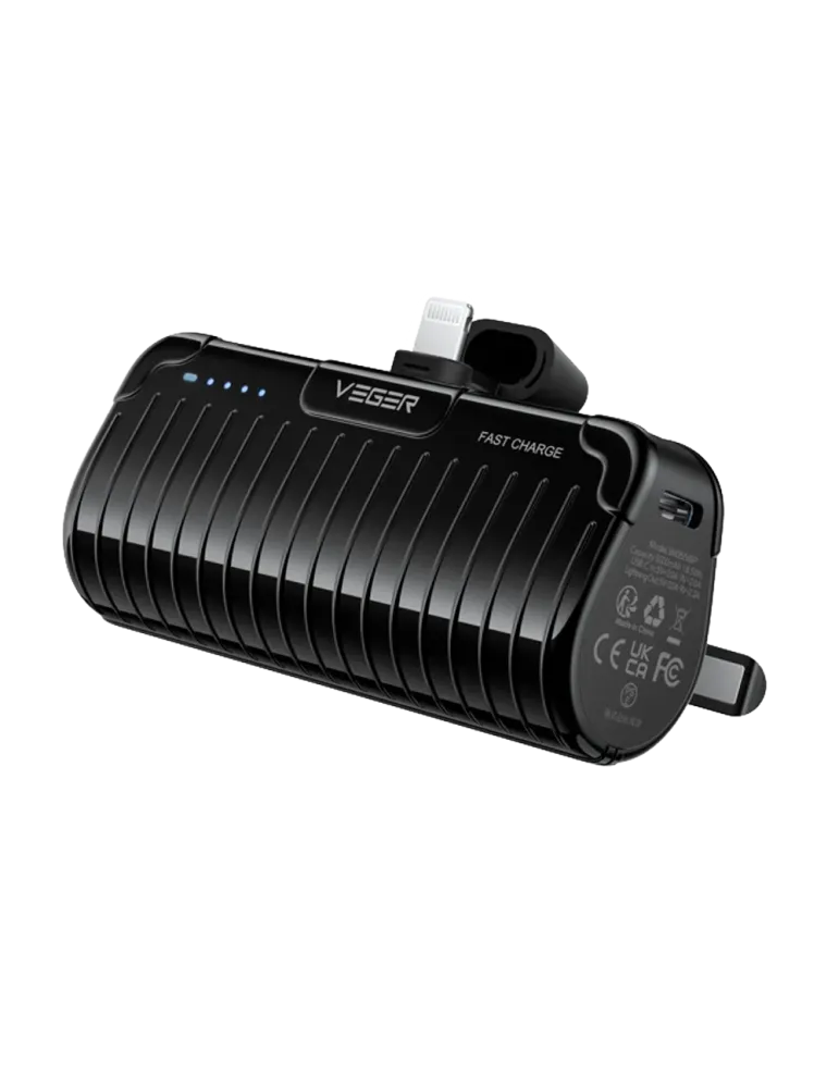 VEGER Mini Power bank con LEDs carga - Capacidad 5000mAh - Entrada USB