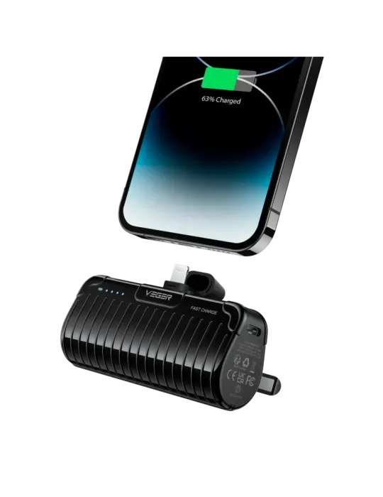 VEGER Mini Power bank con LEDs carga - Capacidad 5000mAh - Entrada USB