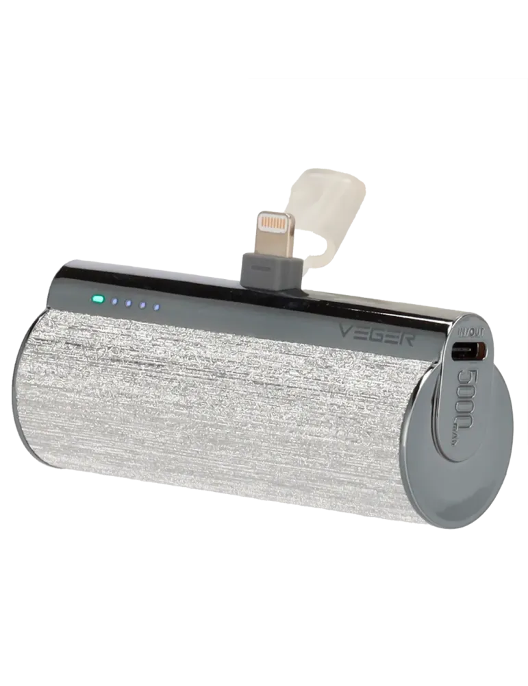 VEGER Mini Power bank con LEDs carga - Capacidad 5000mAh - Entrada USB