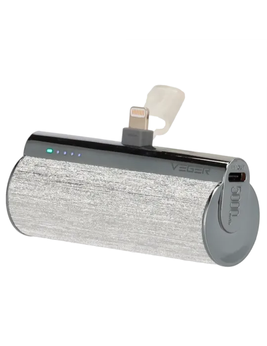 VEGER Mini Power bank con LEDs carga - Capacidad 5000mAh - Entrada USB