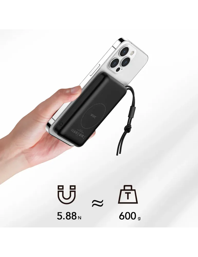 VEGER Power bank magnética e inalámbrica - Capacidad 10000mAh - Entrad