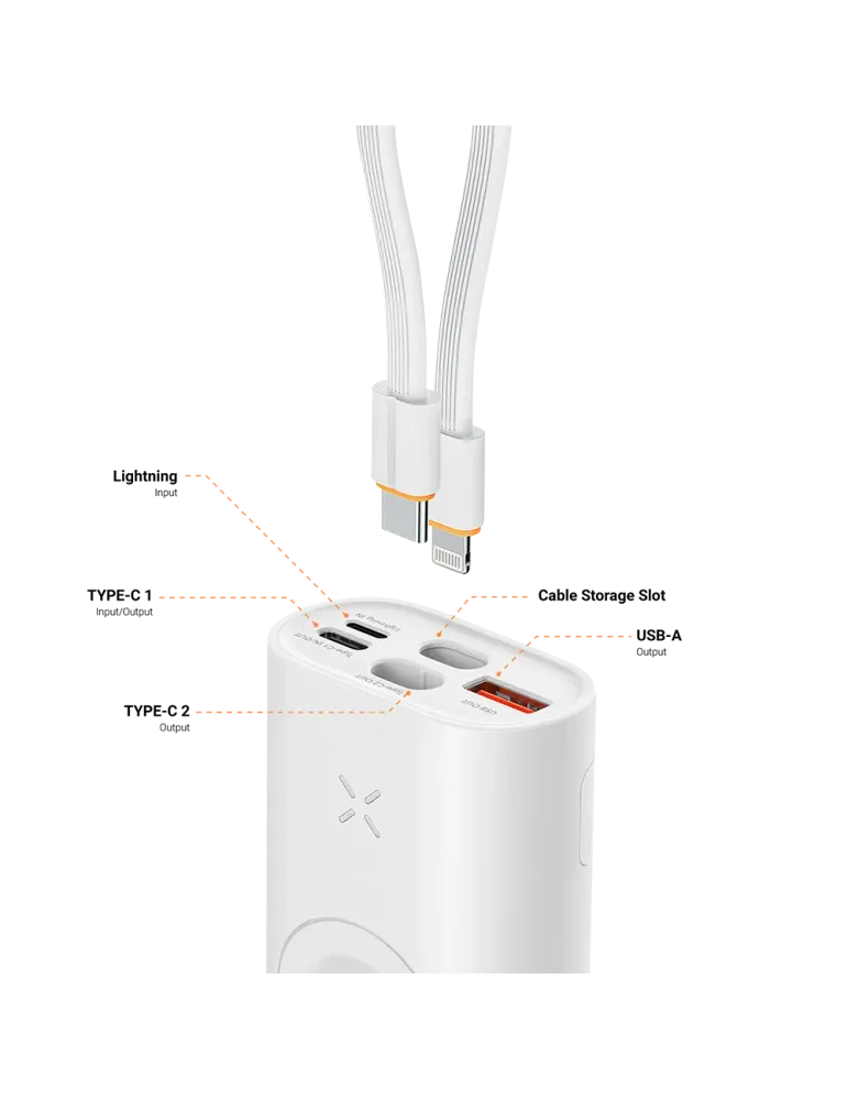 VEGER Mini Power bank con LEDs carga - Capacidad 10000mAh - Entradas U