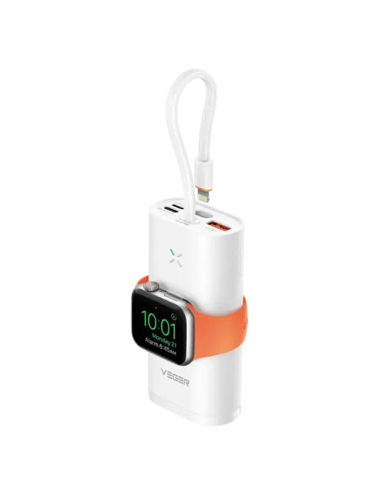 VEGER Mini Power bank con LEDs carga - Capacidad 10000mAh - Entradas U