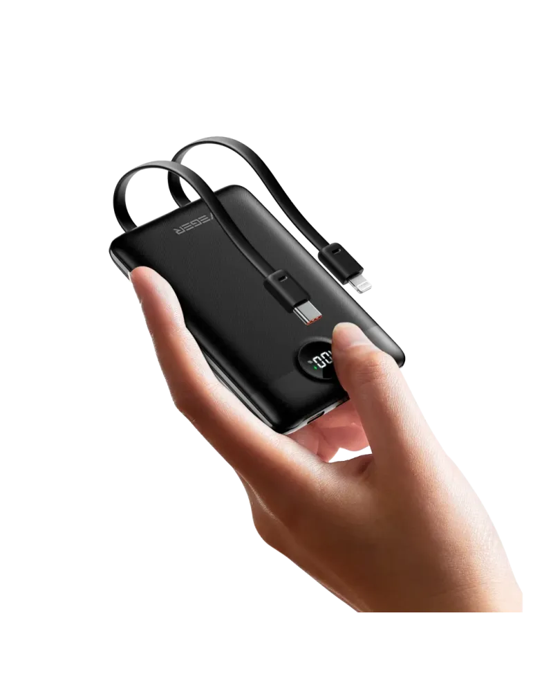 VEGER Power bank con pantalla LCD - Capacidad 10000mAh - Entradas Ligh