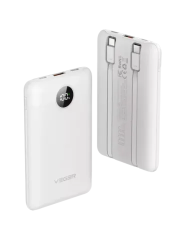 VEGER Power bank con pantalla LCD - Capacidad 10000mAh - Entradas Ligh
