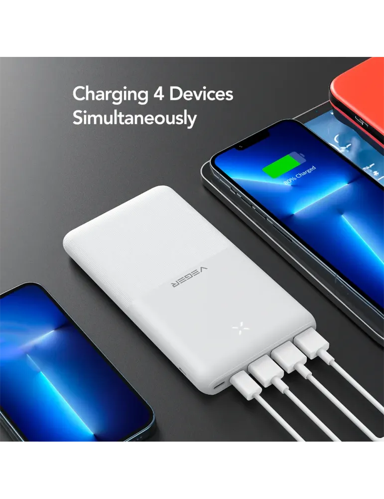VEGER Power bank con LEDs de carga - Capacidad 20000mAh - Entradas USB