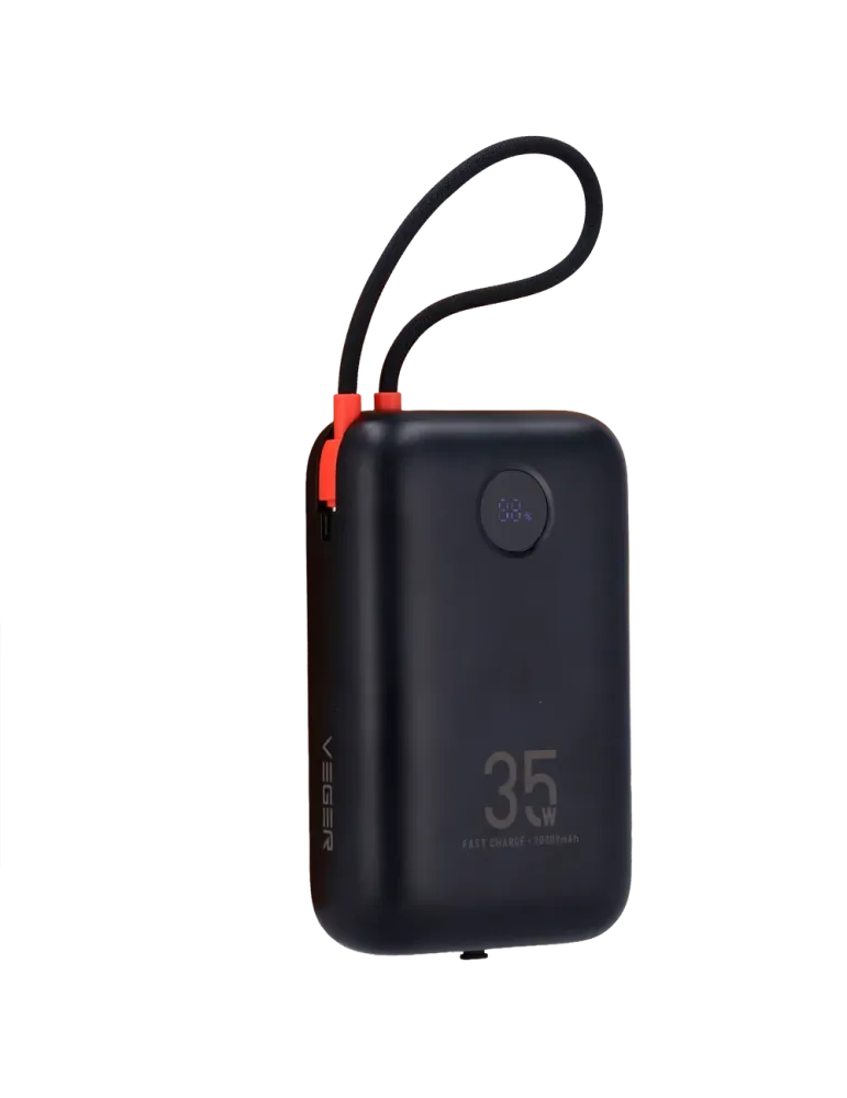 Veger Power Bank - Capacidad 30000mAh - Entradas USB-C y Cable USB-C -