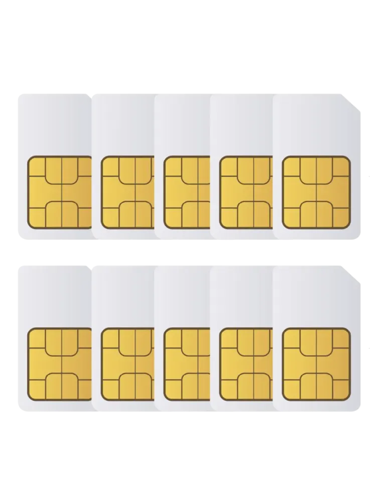 WUARDA Pack 10 tarjetas SIM M2M - GlobalSIM Multioperador - 2G/3G/4G/5