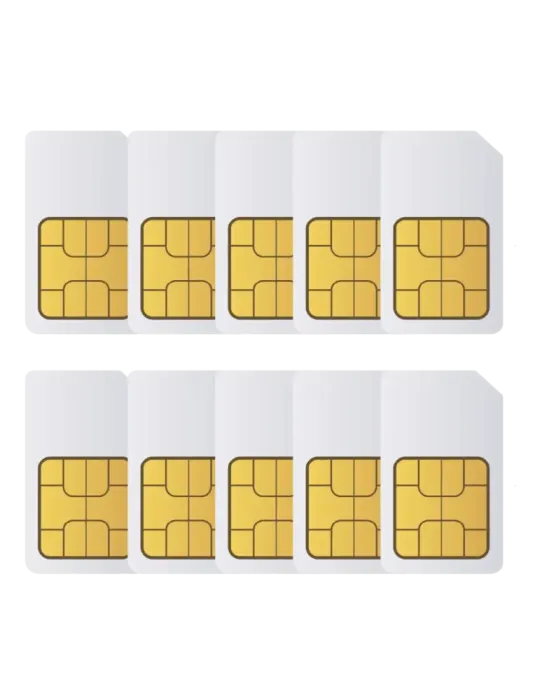 WUARDA Pack 10 tarjetas SIM M2M - GlobalSIM Multioperador - 2G/3G/4G/5
