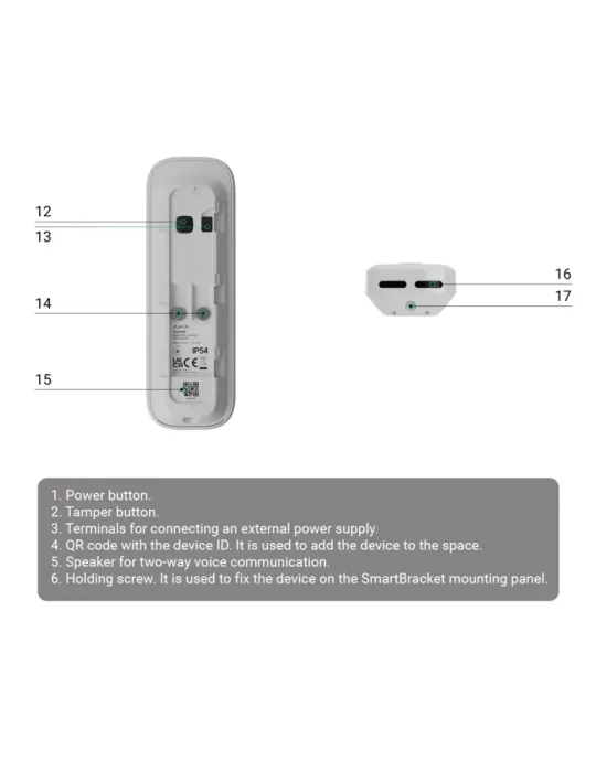 AJAXCCTV Doorbell 4 MP con IA integrada - Detector PIR alcance hasta 4