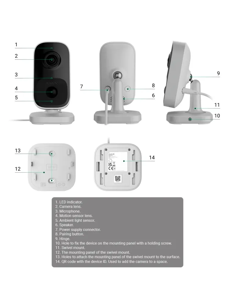 AJAXCCTV Cámara Cube IP 4 Mp - Detección de objetos por IA - IR 8 m /