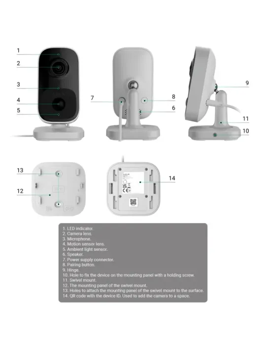 AJAXCCTV Cámara Cube IP 4 Mp - Detección de objetos por IA - IR 8 m /