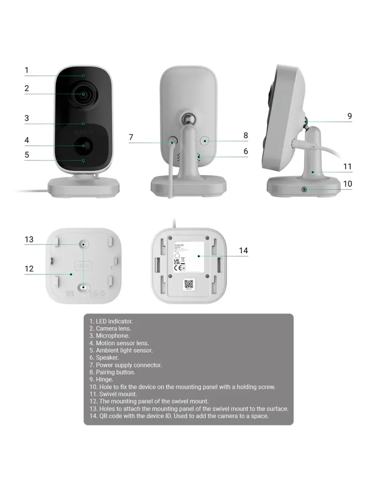 AJAXCCTV Cámara Cube IP 4 Mp - Detección de objetos por IA - IR 8 m /