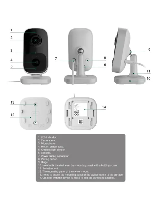 AJAXCCTV Cámara Cube IP 4 Mp - Detección de objetos por IA - IR 8 m /